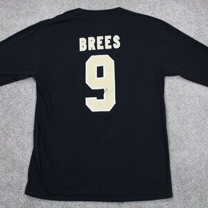Drew Brees Jersey Shirt Mens Large Black Fanatics Long Sleeve NO Saints Pullover